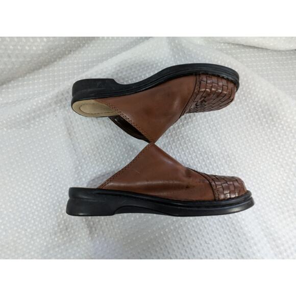 NWOT! PREDICTIONS! WOVEN NUTMEG BROWN GENUINE LEATHER ADJUSTABLE CLOGS! SZ 6.5 - Picture 7 of 10
